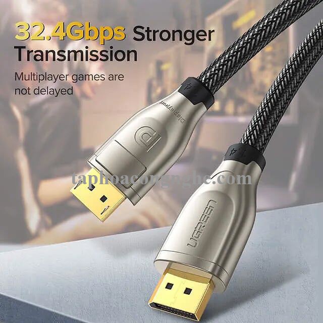 Ugreen 60844 3m cáp dp ra displayport 1.4 version hợp kim bọc lưới chống nhiễu màu đen DP112 30060844